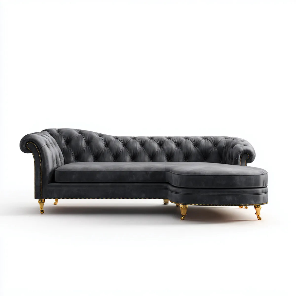 Divano angolare capitonné nero in poliuretano PU a L 280 x 165 x 78 cm