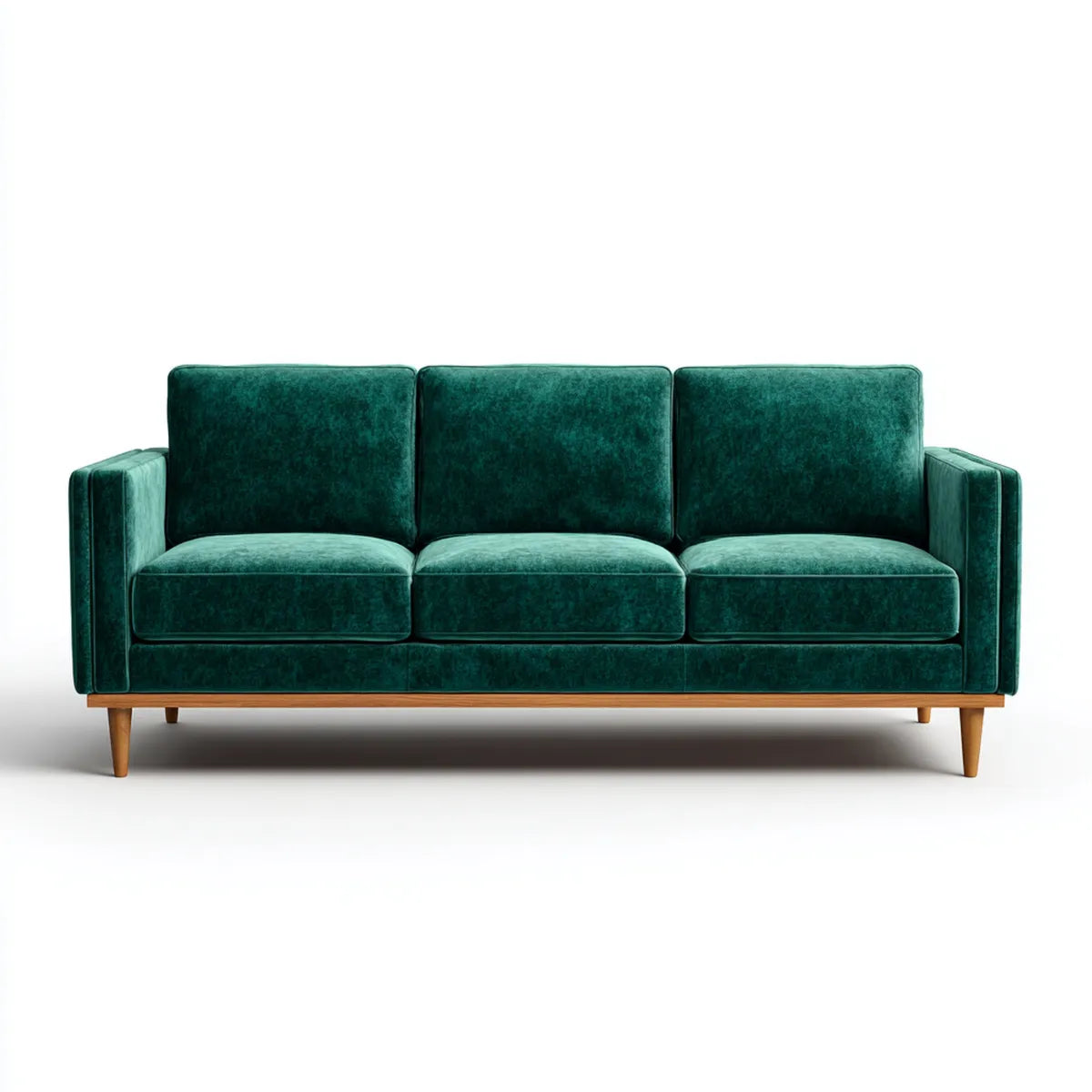 Divano 3 posti verde smeraldo in velluto di poliestere rettangolare 210 x 85 x 86 cm
