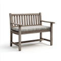 Panca da ingresso 2 posti grigio con cuscino a righe in legno massello di acacia rettangolare 120 x 62 x 88 cm