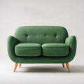 Divano 2 posti verde 150 x 82 x 85 cm in poliestere con gambe in legno massello forma arrotondata