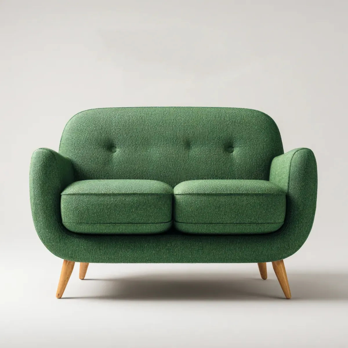 Divano 2 posti verde 150 x 82 x 85 cm in poliestere con gambe in legno massello forma arrotondata