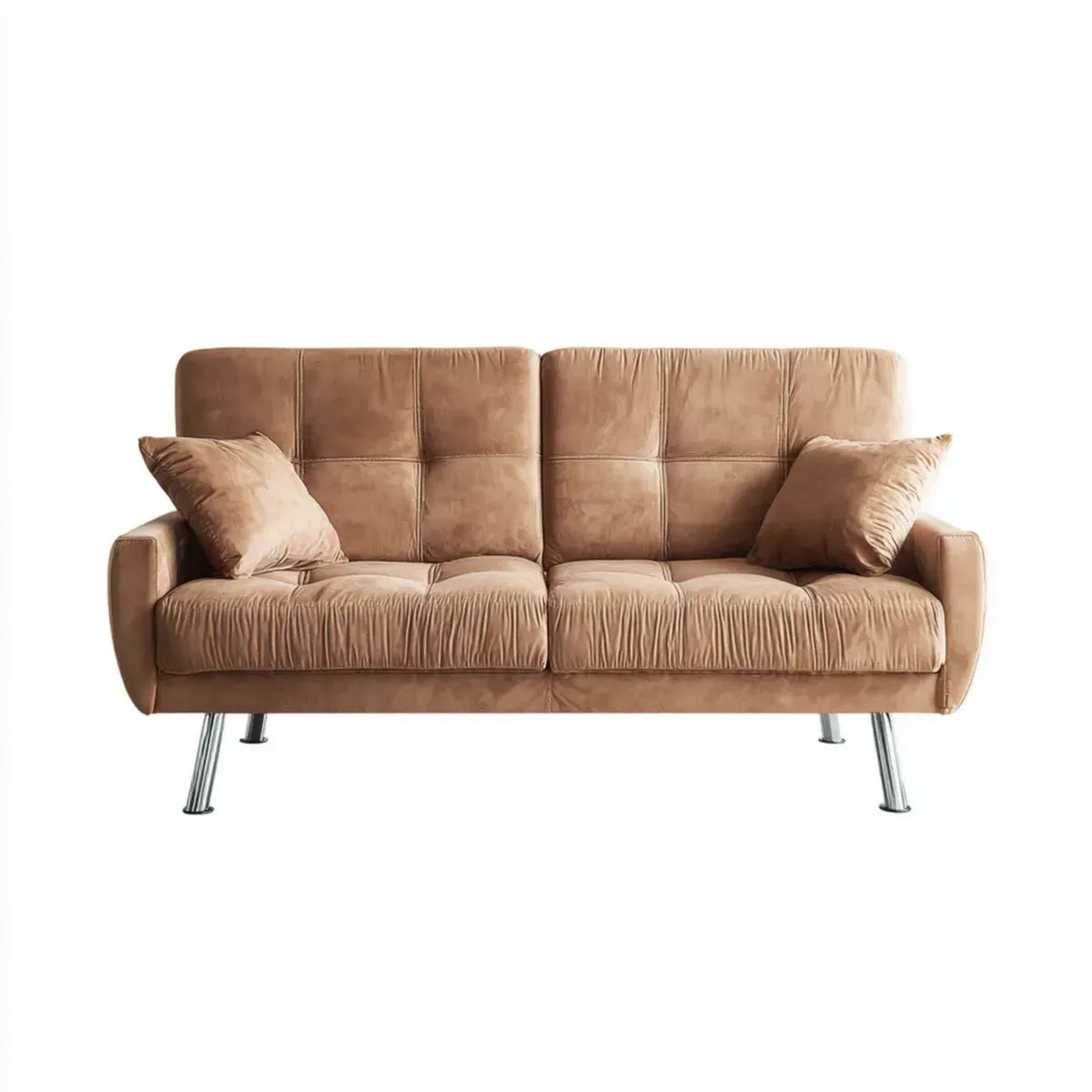 Divano 2 posti marrone in microfibra di poliestere effetto scamosciato rettangolare 180 x 85 x 88 cm