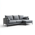 Divano angolare con chaise longue destra grigio 250 x 160 x 85 cm in poliestere e acciaio
