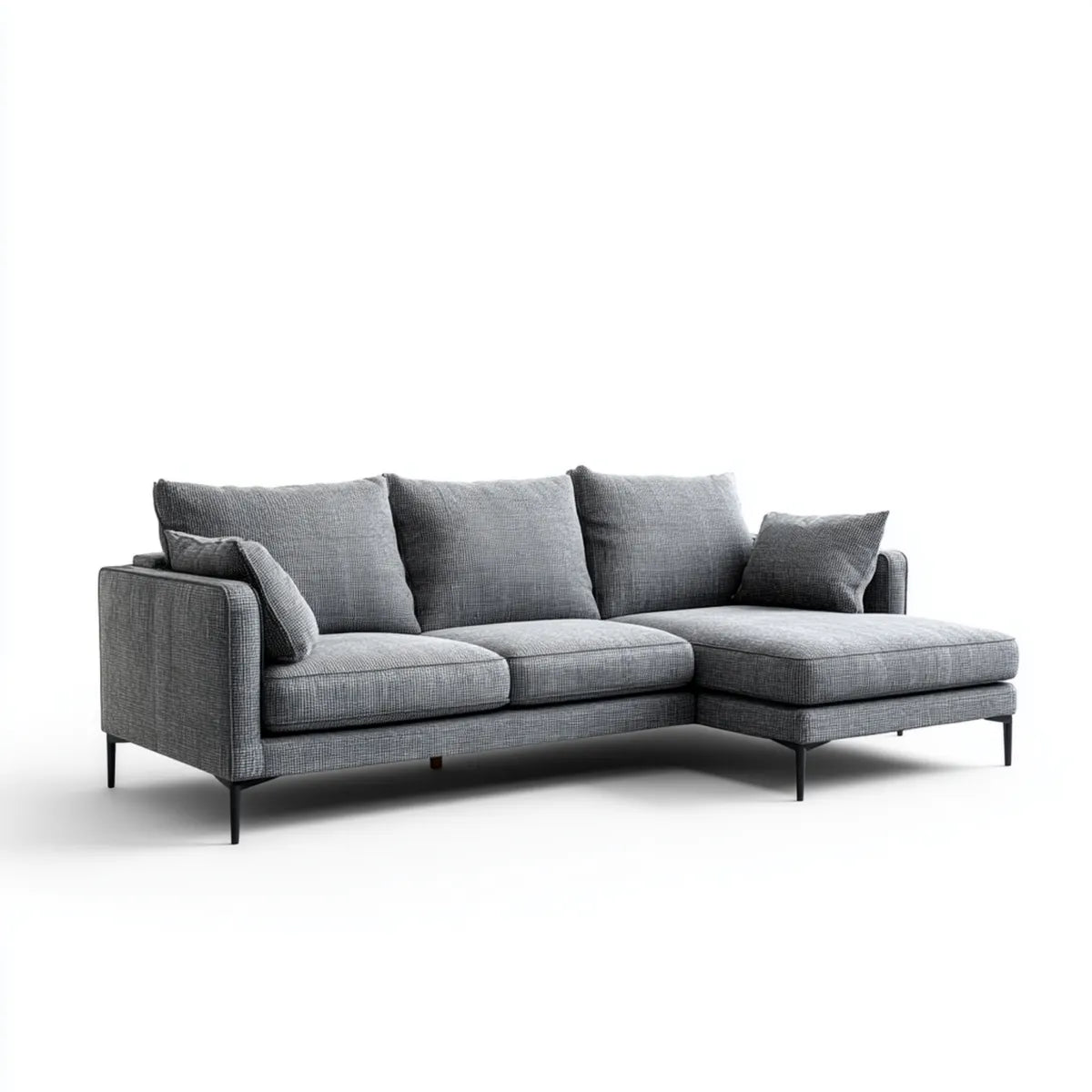 Divano angolare con chaise longue destra grigio 250 x 160 x 85 cm in poliestere e acciaio