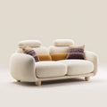Divano 2 posti curvo crema in poliestere bouclé 180 x 90 x 85 cm