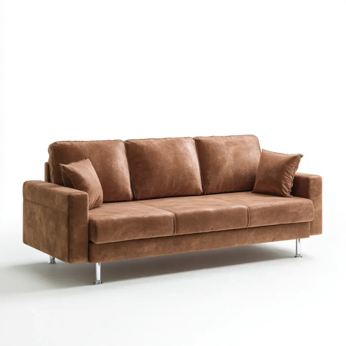 Divano 3 posti marrone 220 x 90 x 85 cm in microfibra di poliestere rettangolare