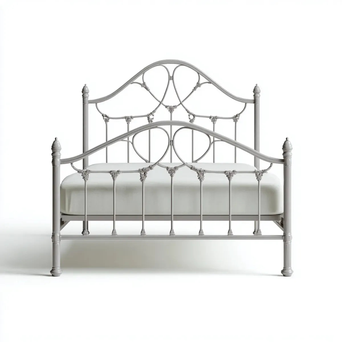Letto matrimoniale in acciaio grigio 160 x 190 cm con testiera e pediera sagomate