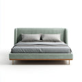 Letto matrimoniale imbottito verde salvia 160 x 200 cm in velluto di poliestere rettangolare