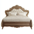 Letto matrimoniale classico avorio e bronzo 180 x 200 cm in legno ingegnerizzato con testiera imbottita sagomata
