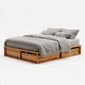 Letto matrimoniale contenitore in rovere massello naturale 160 x 200 cm rettangolare con 3 cassetti