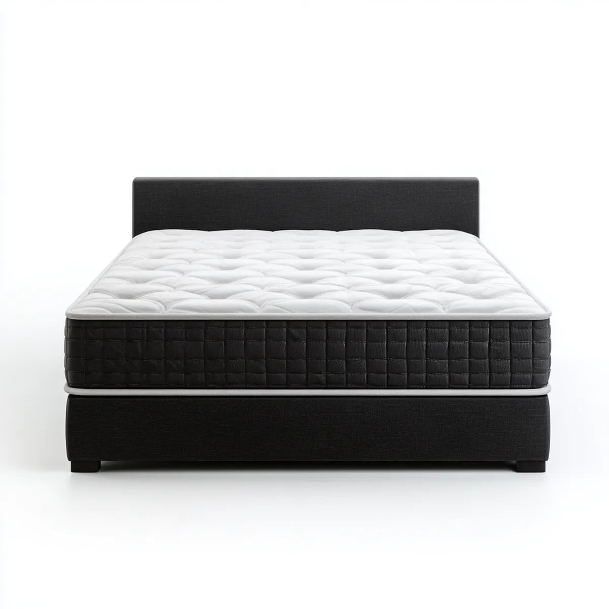 Letto matrimoniale con materasso nero e bianco 160 x 200 cm in poliestere rettangolare