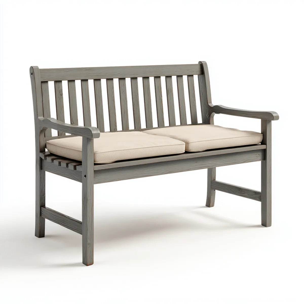 Panca da ingresso 2 posti grigio 120 x 65 x 90 cm in legno massello con cuscini rettangolari