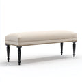 Panca da ingresso imbottita beige in poliestere e legno massello 120 x 40 x 48 cm rettangolare