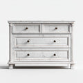 Cassettiera bianca anticato a 4 cassetti in pino massello rettangolare 120 x 45 x 95 cm