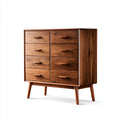 Cassettiera 8 cassetti marrone noce in legno massello forma rettangolare 100 x 45 x 120 cm