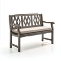 Panca da ingresso 2 posti grigio scuro e avorio in legno massello di acacia con cuscino rettangolare 120 x 62 x 90 cm
