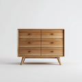 Cassettiera a 6 cassetti marrone rovere 120 x 40 x 90 cm in legno massello forma rettangolare