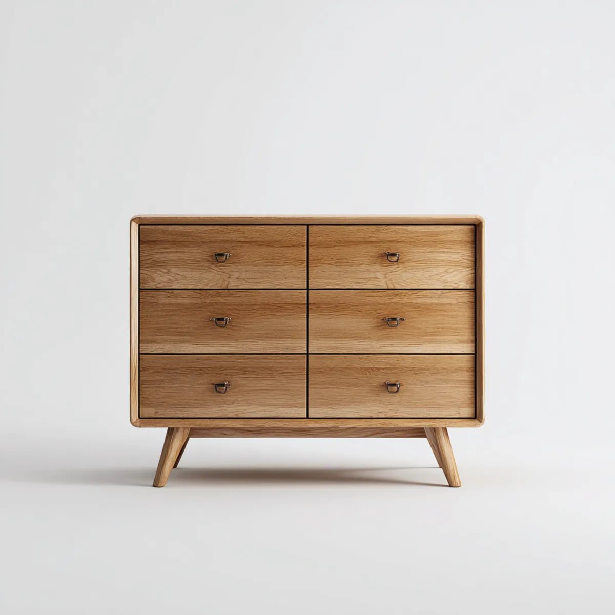 Cassettiera a 6 cassetti marrone rovere 120 x 40 x 90 cm in legno massello forma rettangolare