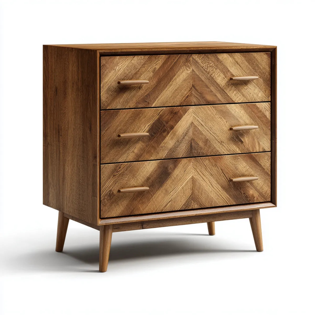 Cassettiera a 3 cassetti marrone in legno massello di mango rettangolare 80 x 40 x 85 cm